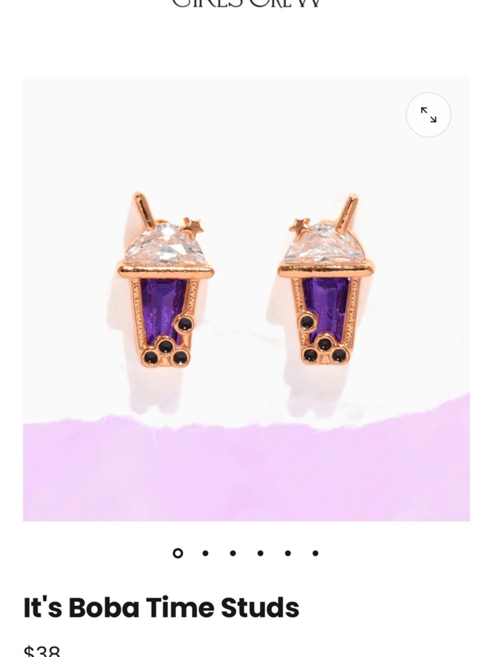 Girls Crew “It’s Boba Time” Rose Gold earrings
